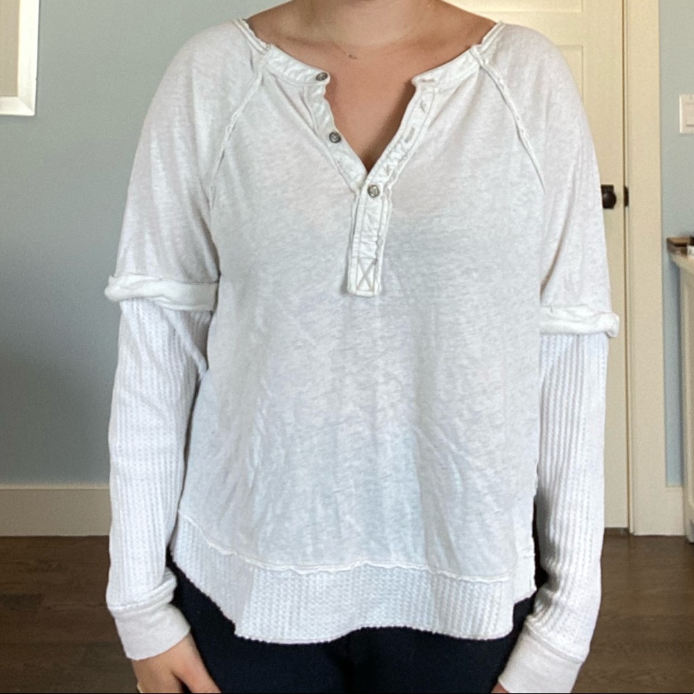 Free People Waffle Henley Shirt